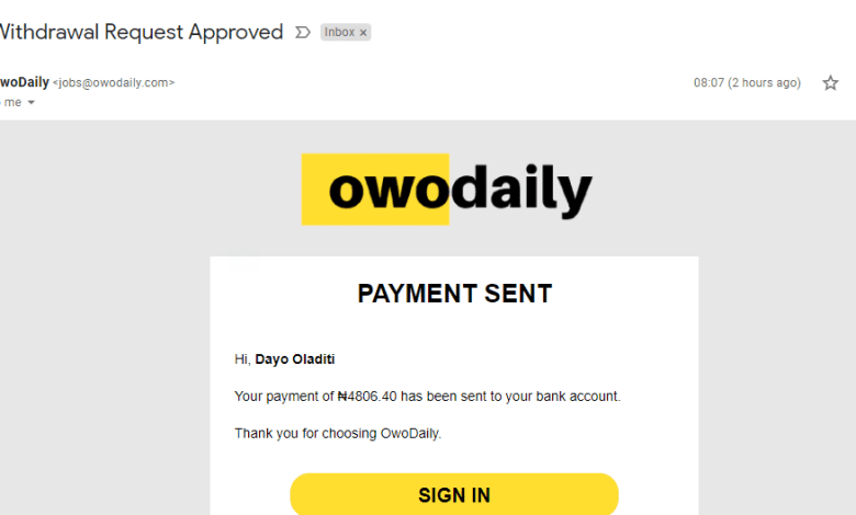 Owodaily Withdrawal