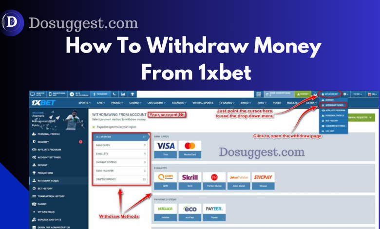 how to withdraw from 1xbet